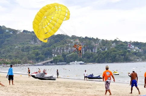 普吉岛，泰国，parasail，水，运动，海滩，旅游，旅游