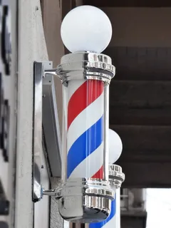 关闭，红色，蓝色，白色，理发店灯，美容，理发店，理发师