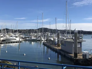 木板路附近的游艇和帆船