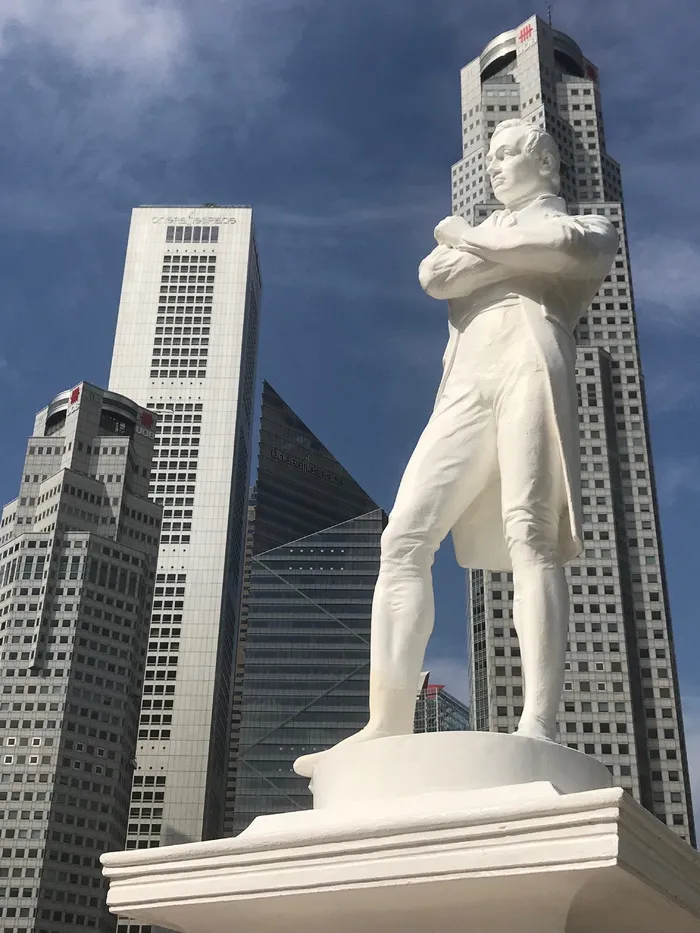 约翰莱佛士, 新加坡, 雕像, 架构, 建筑结构, 建筑外观, 建设, 低角度视图