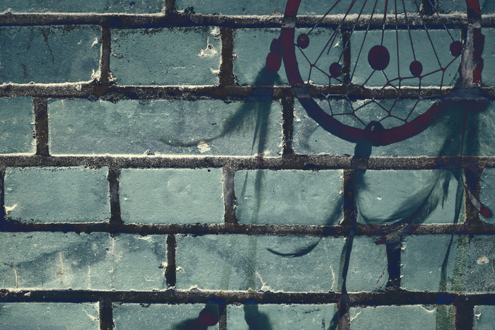 紫色, 黑色, 绘, Dreamcatcher, 墙, 背景, 蓝色, 背景