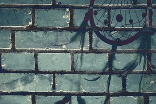 紫色, 黑色, 绘, Dreamcatcher, 墙, 背景, 蓝色, 背景