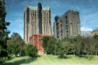 反射, 湖, 池塘, 模糊, 水, 宁静, 建筑物, 艺术