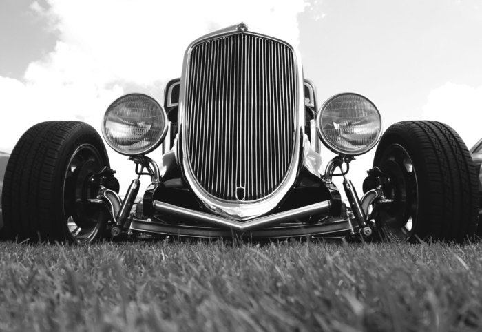 deuce coupe，热杆，广角，汽车，黑白，旧车，运输，运输方式