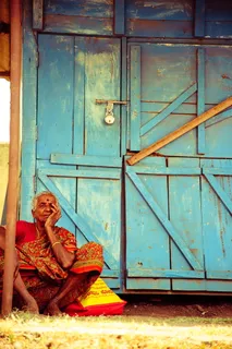 思考，女人，印度，旅行，奶奶，人，坐着，肖像