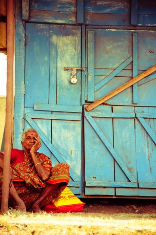 思考，女人，印度，旅行，奶奶，人，坐着，肖像