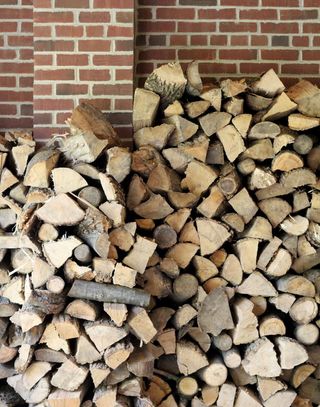 火，俄亥俄州，carillon酿酒公司，纹理，叠木，红砖，砖，木垛