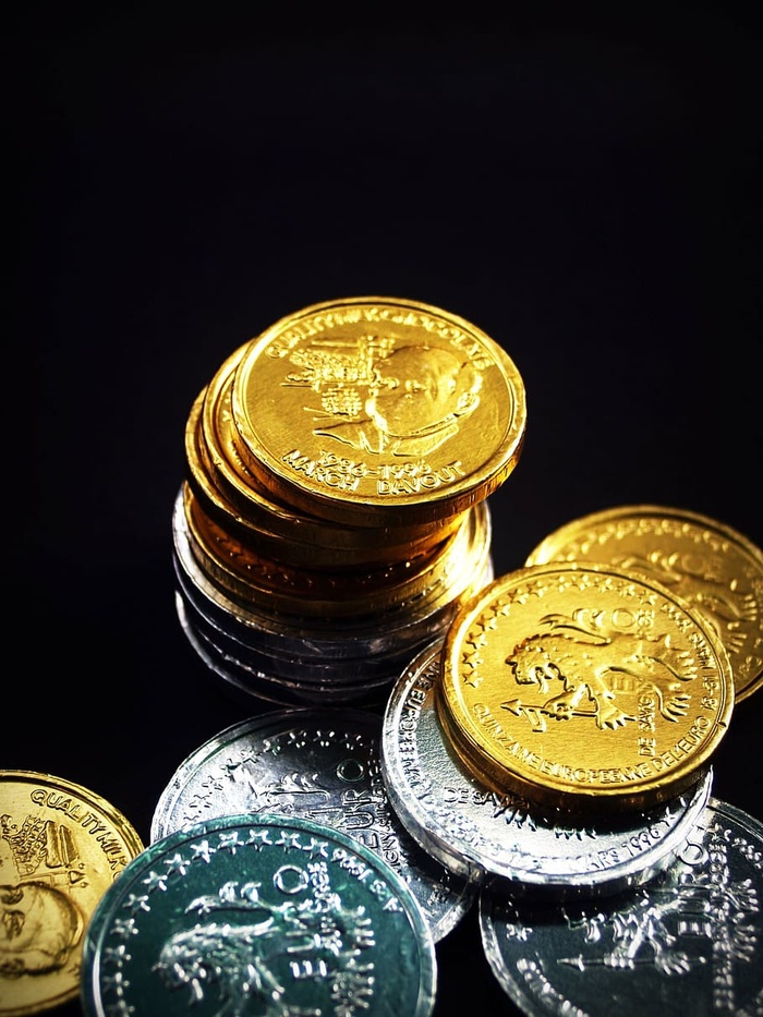 硬币，黄金，现金，孤立的，塔，经济，利率，生意