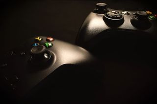 两个，xbox 360控制器，xbox，控制台，遥控器，游戏，数字，微软