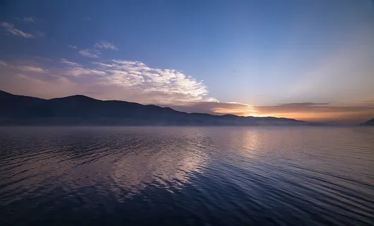 摄影,平静,身体,水,黄金,小时,近,山 摄影,平静,身体,水,黄金,小时,近,山