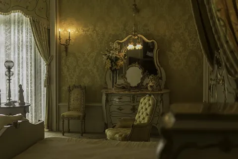 美国，棕榈滩，亨利·莫里森·弗拉格勒博物馆，镜子，壁纸，弗拉格勒博物馆，主卧，路易十四