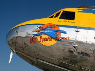 蓝天下的灰红色飞机