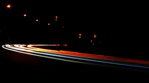 长时间曝光，道路，夜晚，夜晚，蓝色，红色，白色，汽车