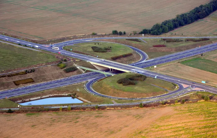 m60高速公路，58号公路，交叉口，pagan，pecs，baranya，交通，高角度视图