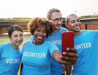 蓝色、捕捉、愉悦、社区、社区服务、数字设备、多样化、捐赠