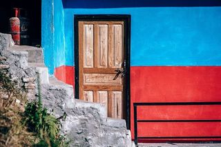 木材、楼梯、墙壁、金属、门、入口、庄园、外部