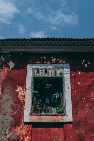 灰色相框, 墙, 户外活动, 自然, 构建, 窗口, 屋顶, 门