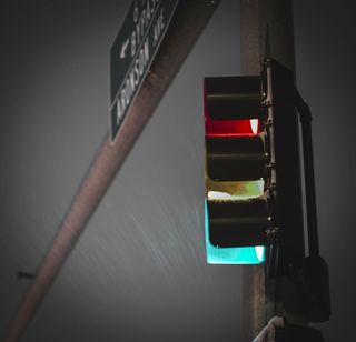 模糊、城市、特写、聚焦、照明、灯光、道路、安全