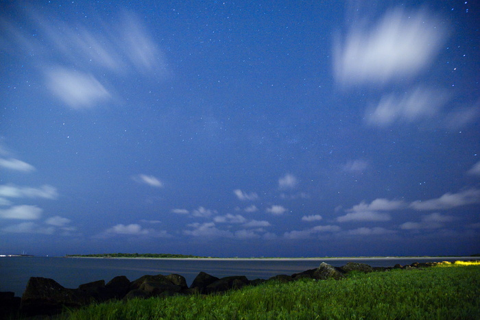 美国, 查尔斯顿, 蓝天与星星, 云, 背景, 夜间, 蓝色, 水景