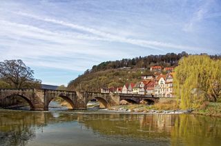 德国，汉诺威-穆登，历史中心，桁架，桥梁，韦拉，河流，水