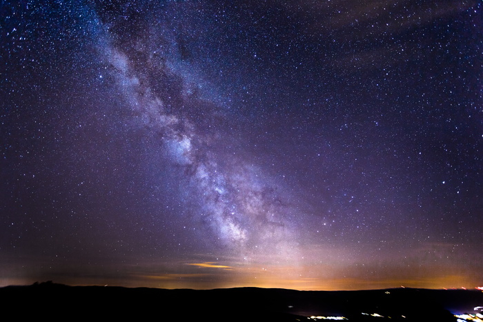 轮廓，地形，星空，瑞士，古奈杰尔，长曝光，星星，山脉