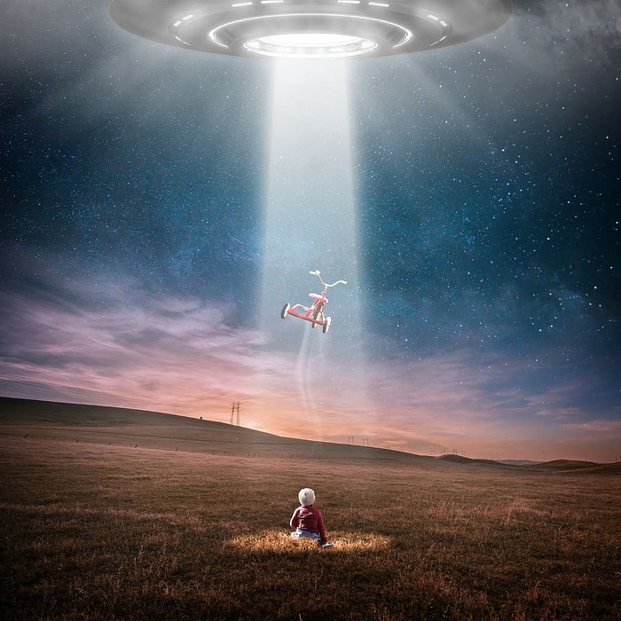 ufo，外星人，夜晚，绑架，恒星，宇宙，孩子，孤独