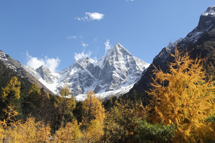 棕色、灰色、雪花、覆面、高山、风景、笔蓬沟、雪山