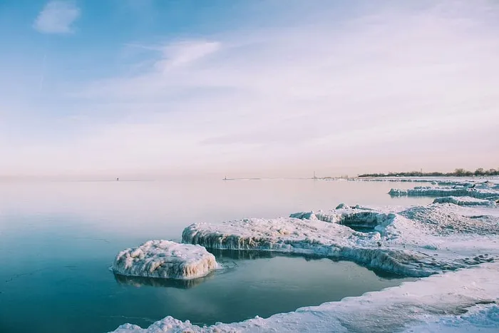 航空，照片，冰川，海洋，蓝色，天空，雪，田野