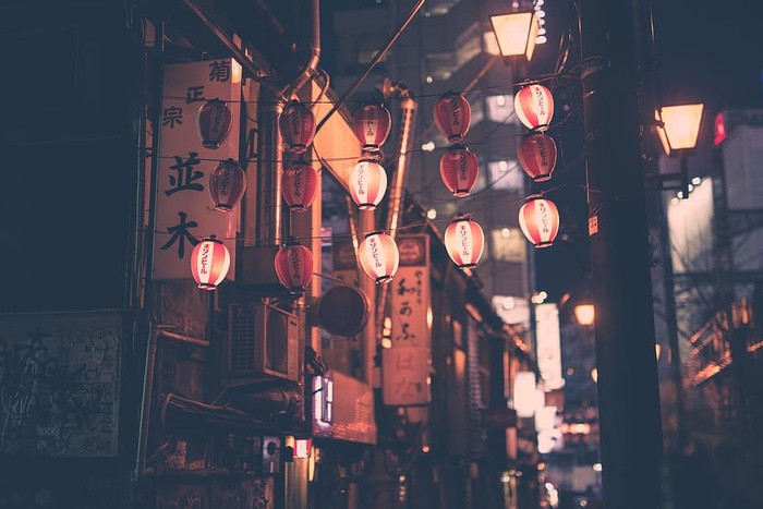 街道、灯具、亚洲、日本