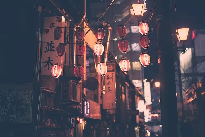 街道、灯具、亚洲、日本