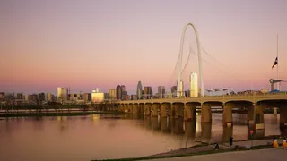 城市, 建筑, 水, 河, 天空, 达拉斯, 景观, 天际线