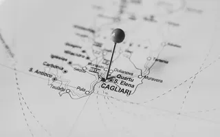 灰度摄影，地图别针，卡利亚里，旅游，别针，地图，欧洲，意大利