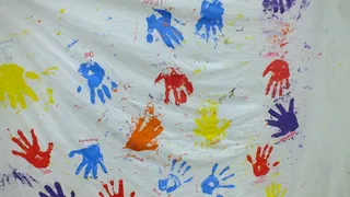 手，社区，一起，艺术和工艺，多色，绘画，创意，全框架