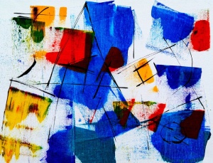 蓝红抽象画