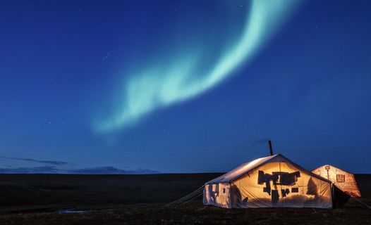 青色北极光风景，俄罗斯，北方，自然，旅程，卡拉海，北极光，夜晚