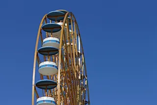 低角度照片，摩天轮，车轮，清晰，蓝色，天空，摩天轮，快乐