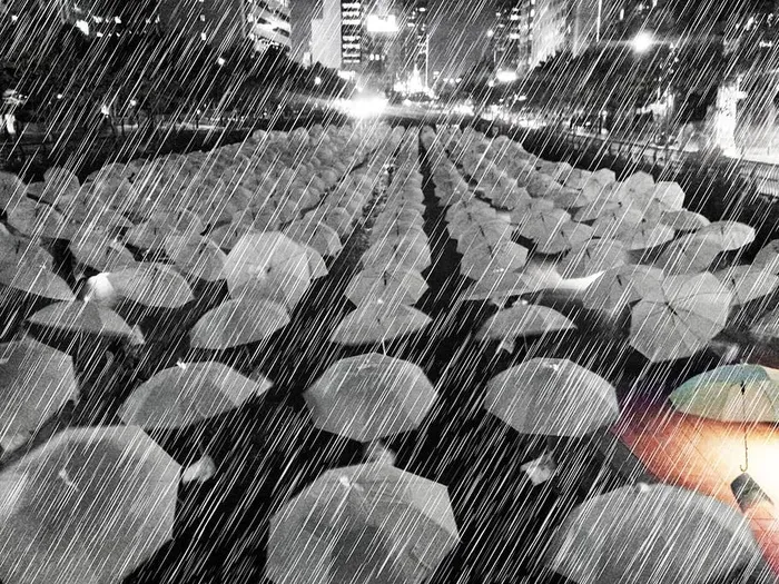 天气，雨水，非，雨伞，夜景，潮湿，抽象，雨