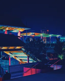 复古, 超越, 夜间骑士, 赛博朋克, 市中心, 拉, 洛杉矶, 天使之城