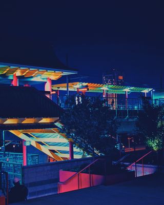 复古, 超越, 夜间骑士, 赛博朋克, 市中心, 拉, 洛杉矶, 天使之城