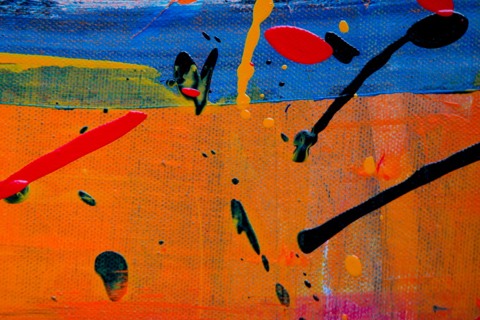 橙色、黑色和蓝色抽象绘画