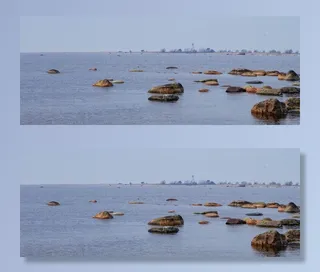 水体上的褐色岩石