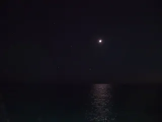 圣莫尼卡码头, 美国, 圣莫尼卡, 太平洋, BNW, 黑色和白色, 月亮, 威尼斯海滩