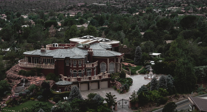 美国，塞多纳，圣十字架教堂，森林，房屋，山脉，自然，树木