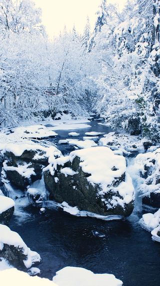 雪，岩石，湖泊，自然，冬天，白色，寒冷，风景