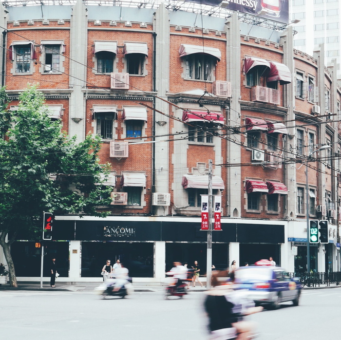 人，步行，街道，红色，建筑，街道，城市，运动