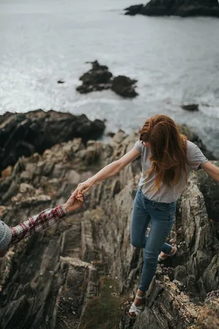 女人，站立，岩石形成，身体，水，海，海洋，波浪