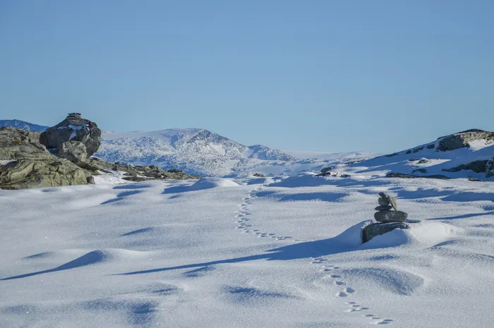 山，有盖，雪，堆积，石头，近，内联，爪