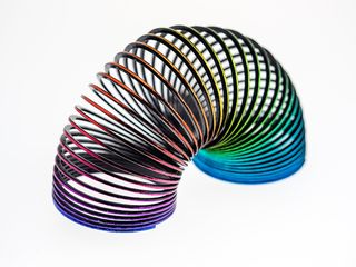 螺旋，颜色，关于，玩具，彩虹，treppenläufer，SpringSpiral，白色背景