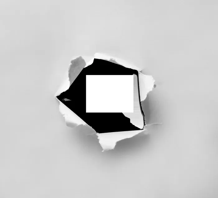 聚酯薄膜、纸张、墙壁、孔洞、撕裂、撕裂、纹理、复制空间