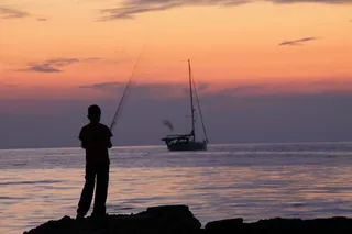 天使、海、鱼、假日、菲舍尔、海滩、海岸、垂钓者